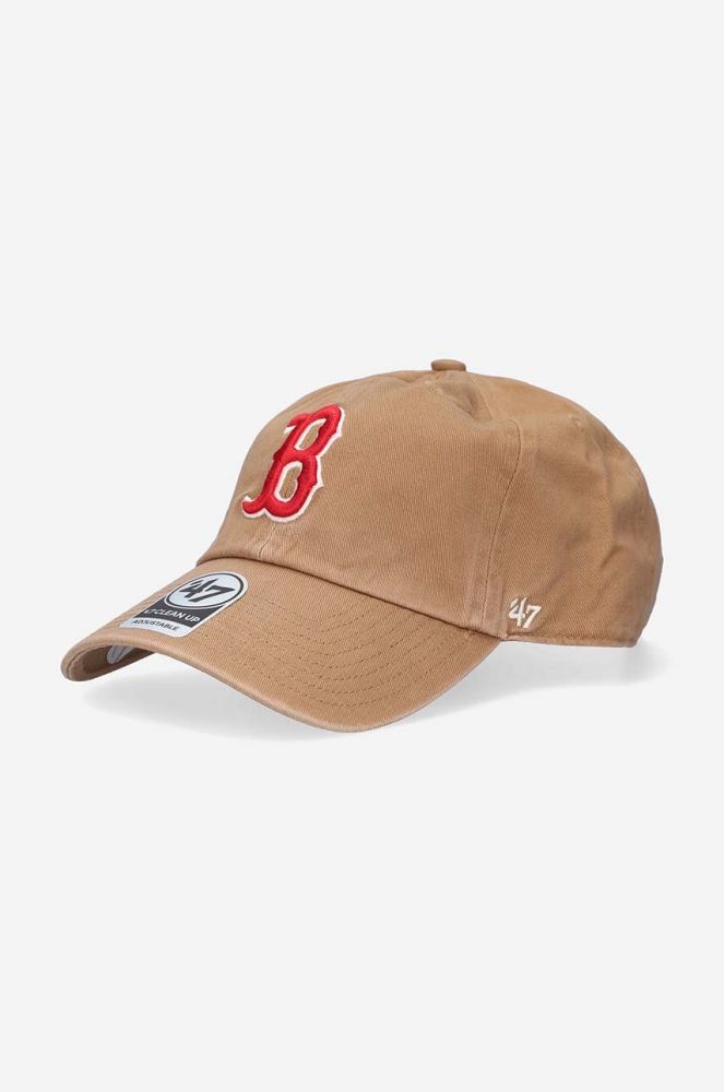 Бавовняна бейсболка 47brand Boston Red Sox колір коричневий з аплікацією
