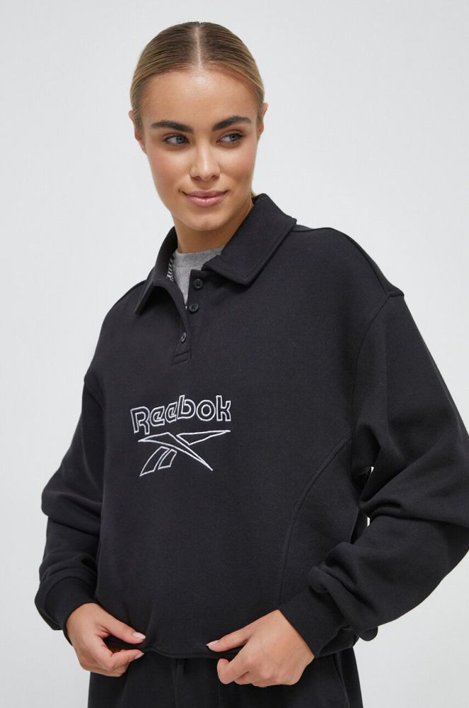 Бавовняна кофта Reebok Classic жіноча колір чорний з аплікацією (3574103)