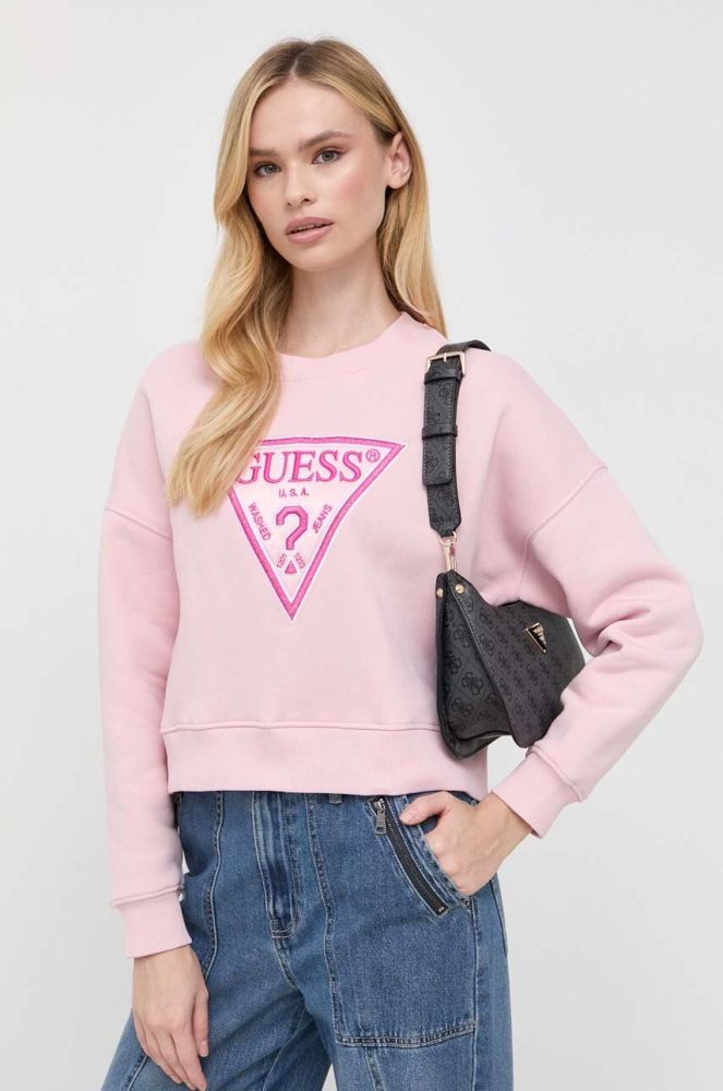 Кофта Guess жіноча колір рожевий з аплікацією (3503688)