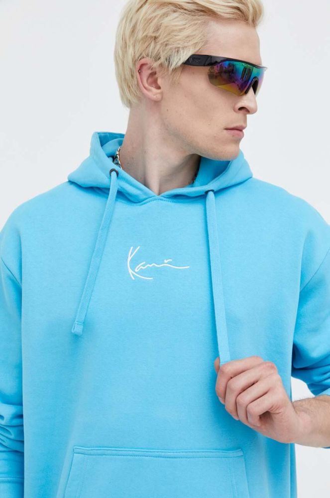 Кофта Karl Kani чоловіча з капюшоном з аплікацією колір блакитний