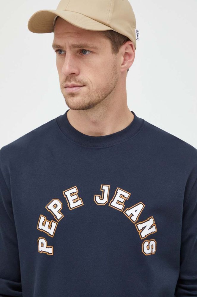 Бавовняна кофта Pepe Jeans Westend чоловіча колір синій з принтом