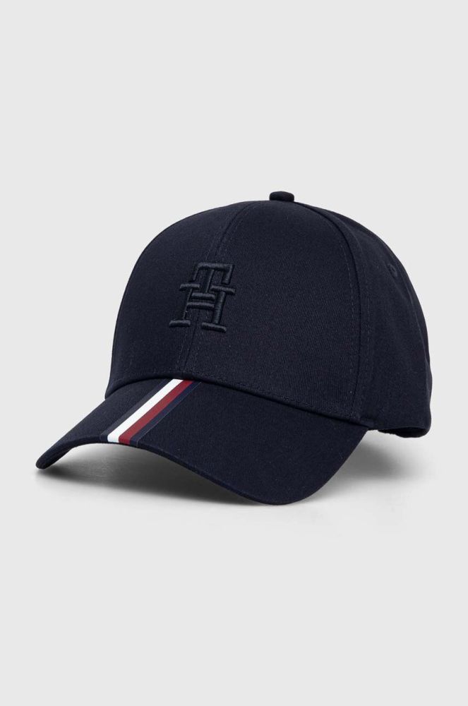 Бавовняна бейсболка Tommy Hilfiger колір синій з принтом