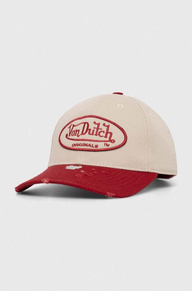 Бавовняна бейсболка Von Dutch колір червоний з аплікацією (3434044)