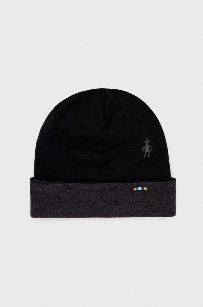 Шапка Smartwool Thermal Merino колір чорний з тонкого трикотажу вовняна