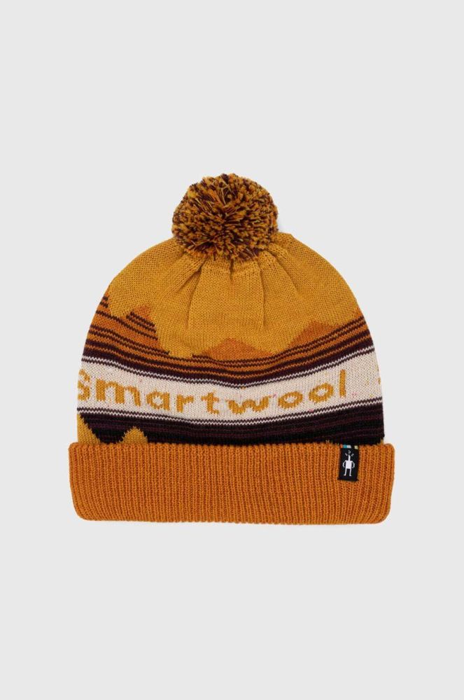 Шапка з домішкою вовни Smartwool колір помаранчевий з товстого трикотажу