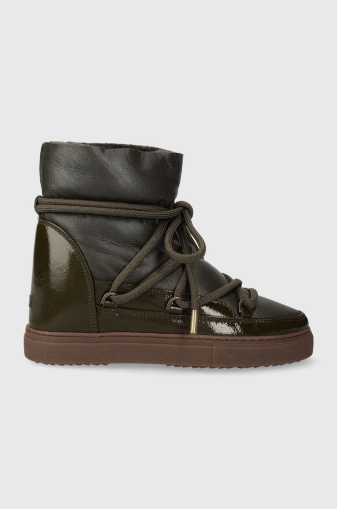 Шкіряні чоботи Inuikii Gloss Wedge колір зелений 75203-007