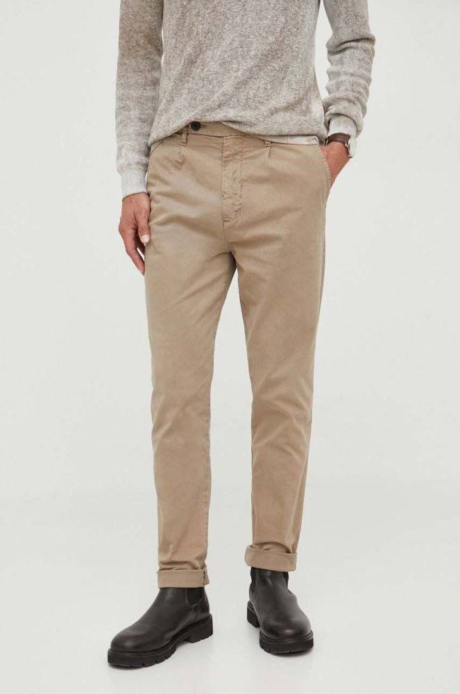 Штани Guess чоловічі колір бежевий фасон chinos