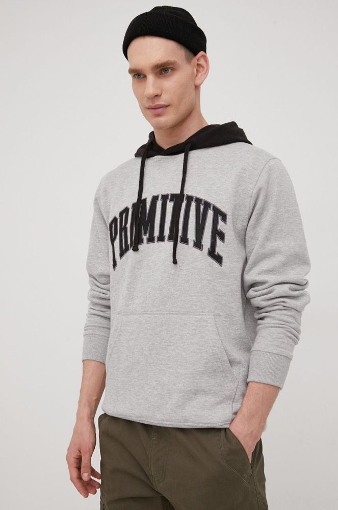 Кофта Primitive Cut N Sew чоловіча колір сірий з аплікацією
