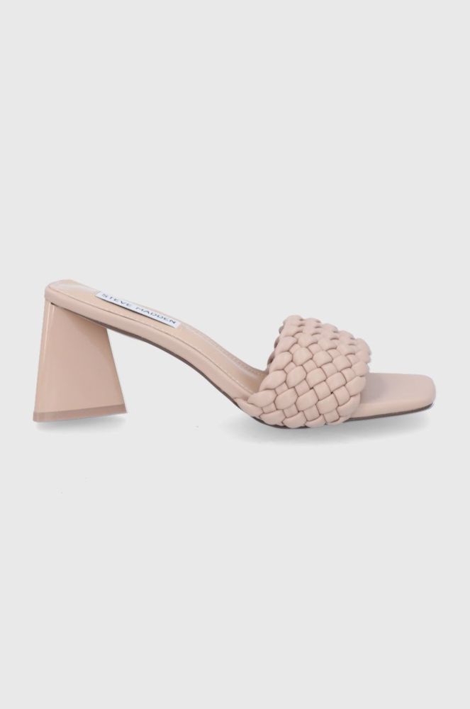 Шльопанці Steve Madden Monte Carlo жіночі колір бежевий каблук блок