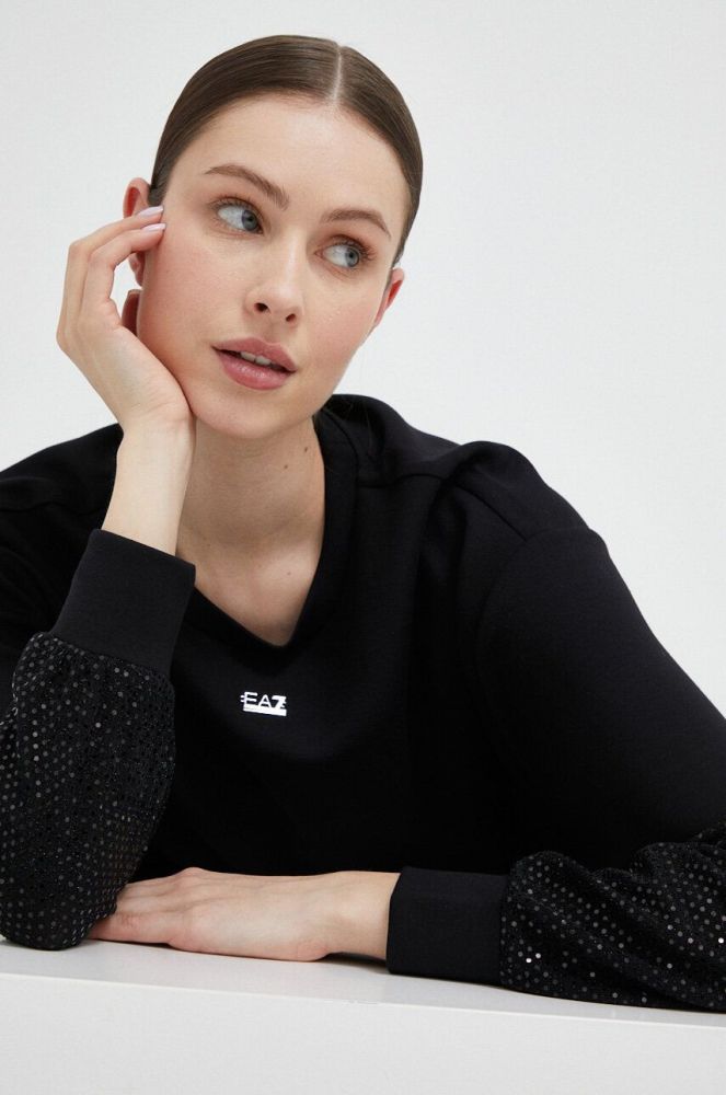 Кофта EA7 Emporio Armani жіноча колір чорний з аплікацією (3150471)