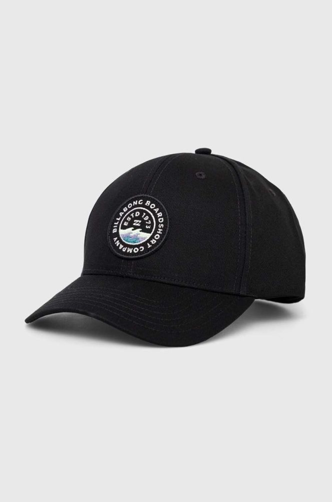 Бавовняна бейсболка Billabong колір чорний з аплікацією