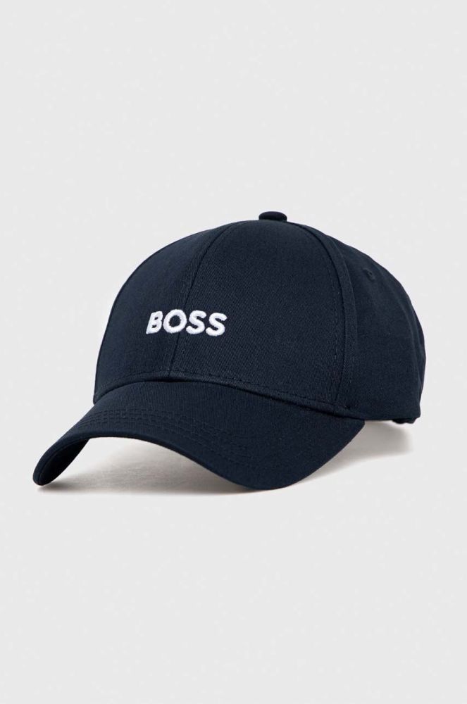 Бавовняна бейсболка BOSS колір синій з аплікацією (3069469)