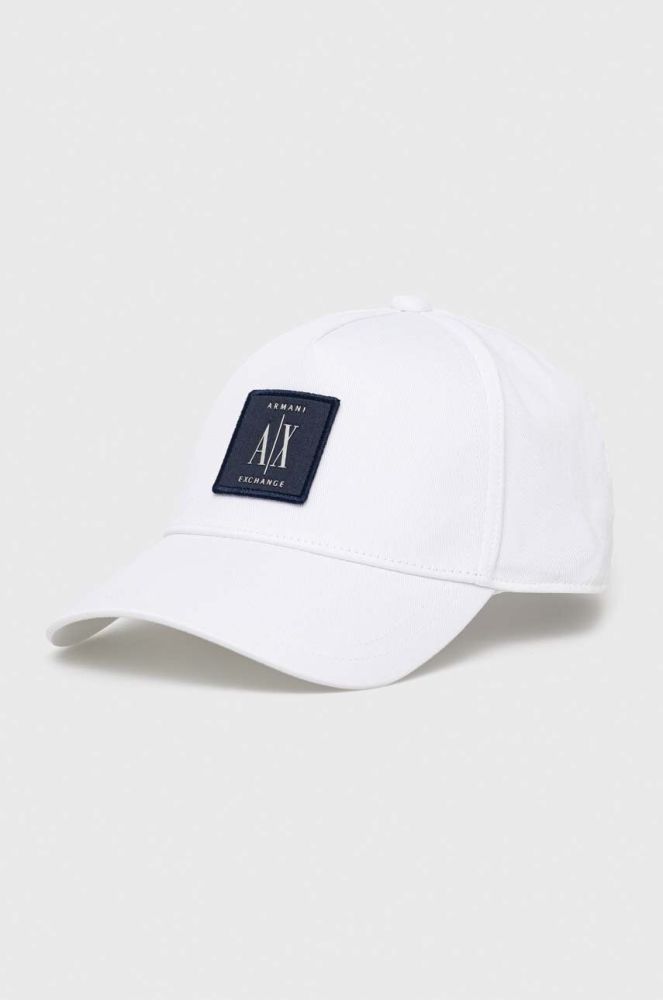Бавовняна бейсболка Armani Exchange колір білий з аплікацією (3027642)