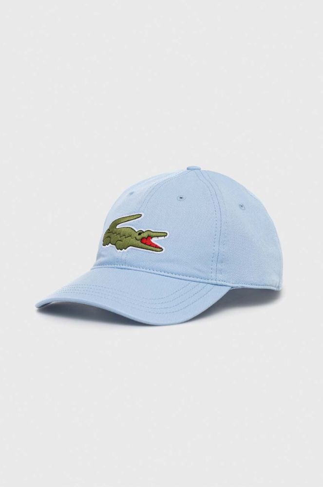Бавовняна бейсболка Lacoste з аплікацією RK9871-HBP колір блакитний