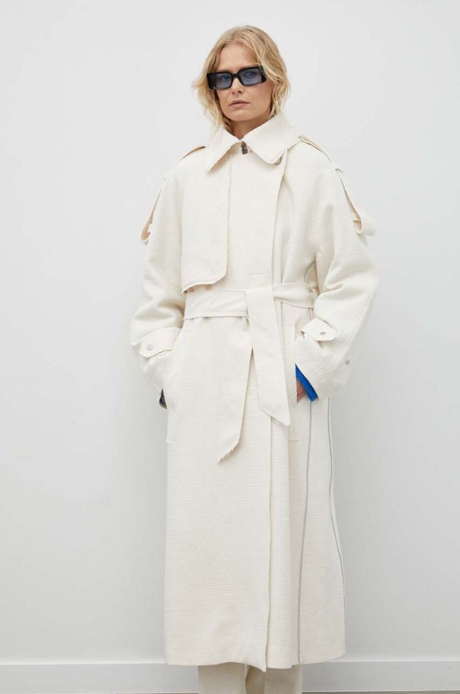 Бавовняне пальто Day Birger et Mikkelsen колір бежевий перехідний oversize