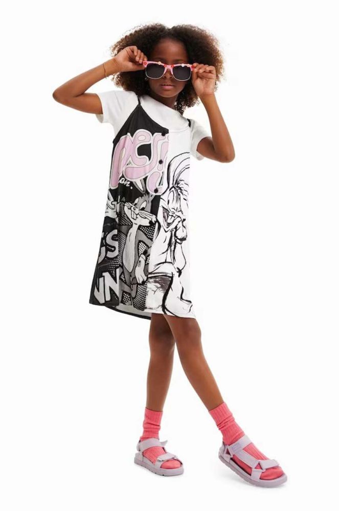 Дитяча сукня Desigual колір білий mini розкльошена