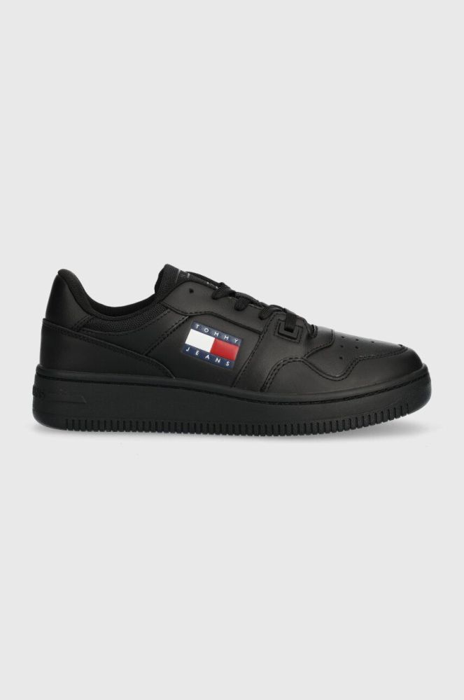 Шкіряні кросівки Tommy Jeans TJW RETRO BASKET ESS колір чорний EN0EN02505 (3683101)